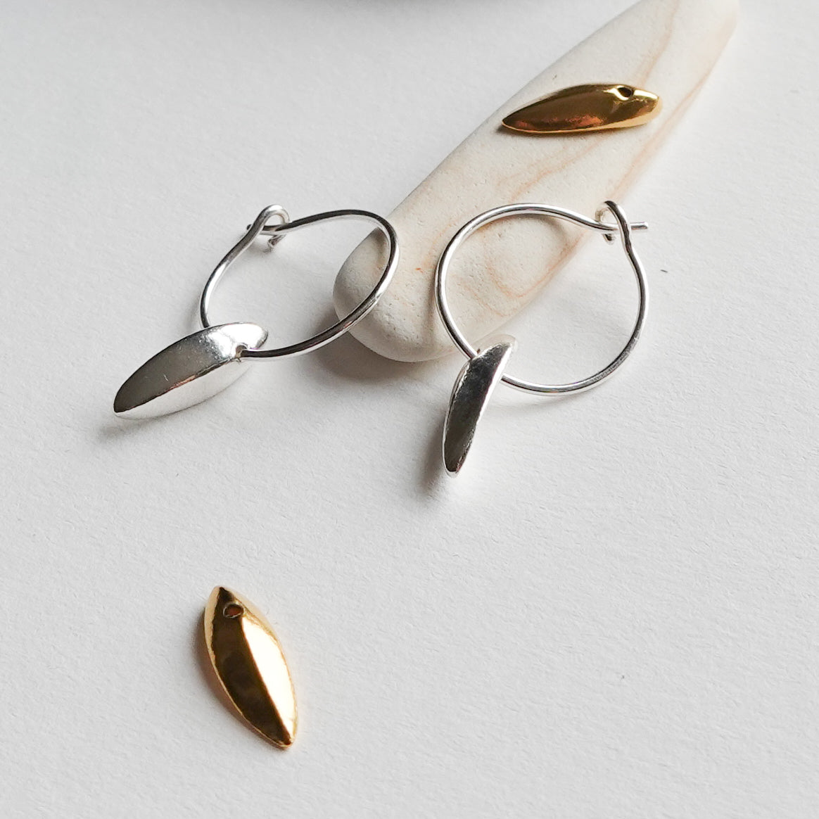 Sculpted Seed Charm Hoop Earrings