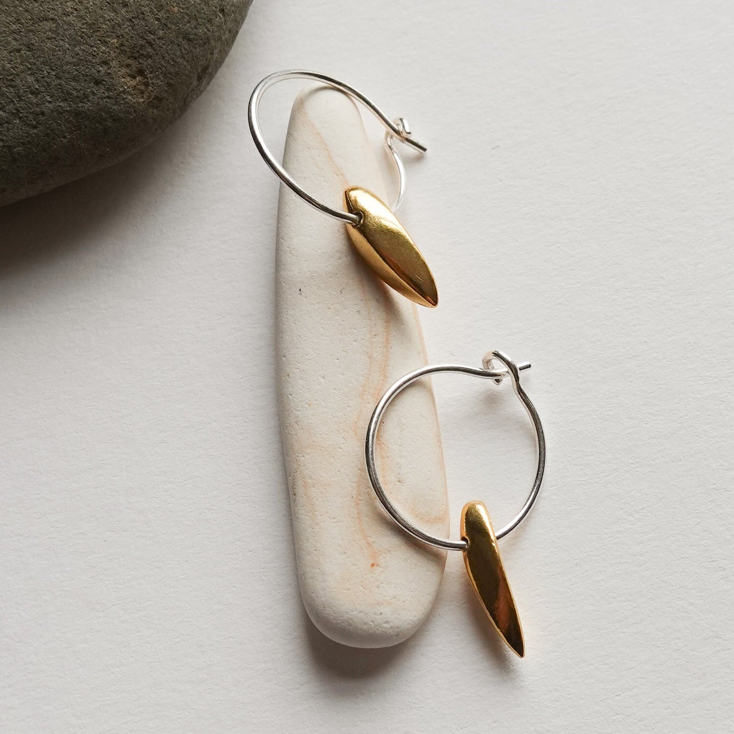 Sculpted Seed Charm Hoop Earrings