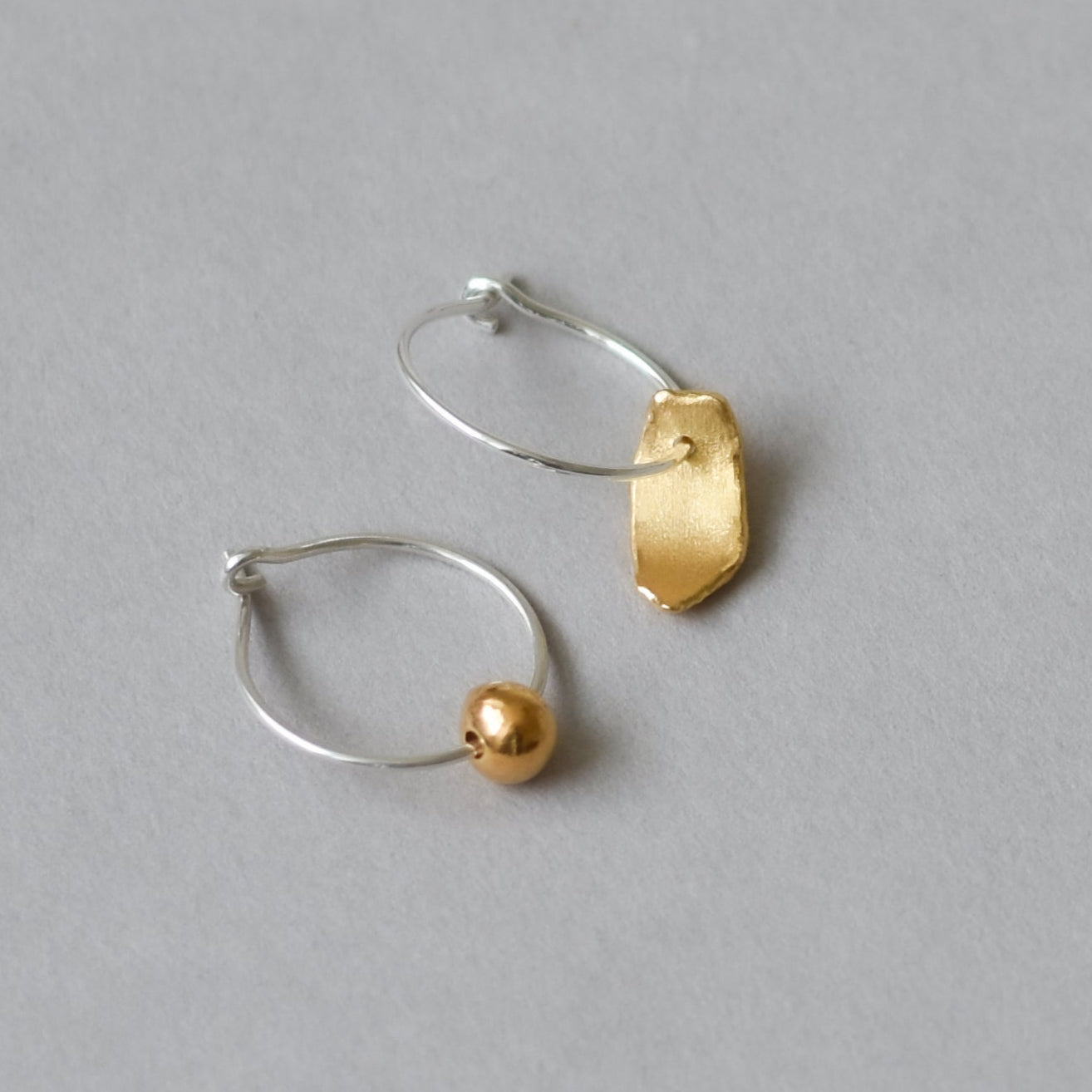 Mis-matched Pair of Seed & Pod Fragment Hoop Earrings