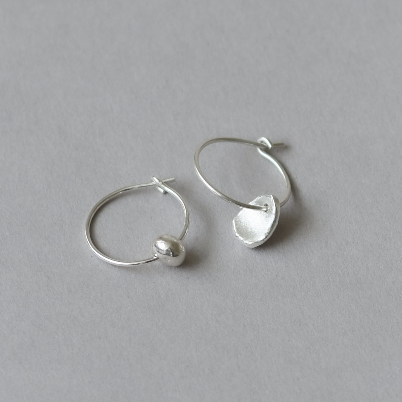 Mis-matched Pair of Seed & Pod Fragment Hoop Earrings