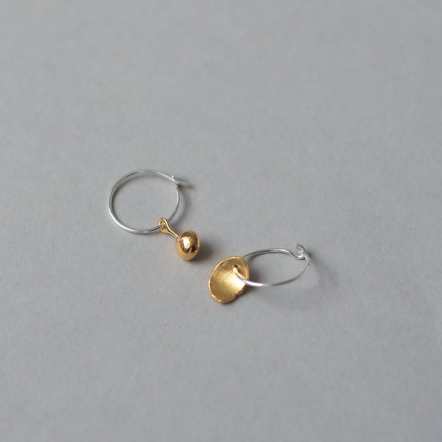 Mis-matched Pair Seed & Pod Hoop Earrings