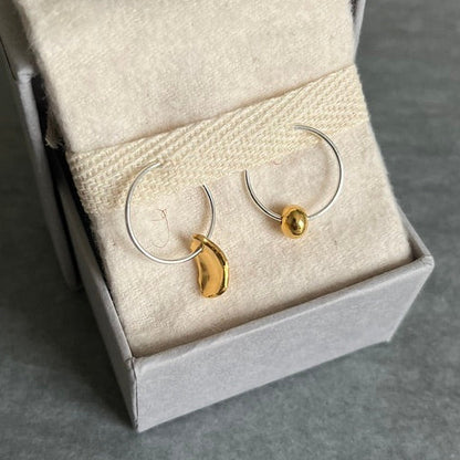 Mis-matched Pair of Seed & Pod Fragment Hoop Earrings