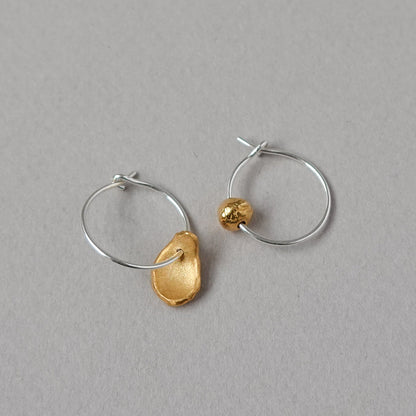 Mis-matched Pair of Seed & Pod Fragment Hoop Earrings