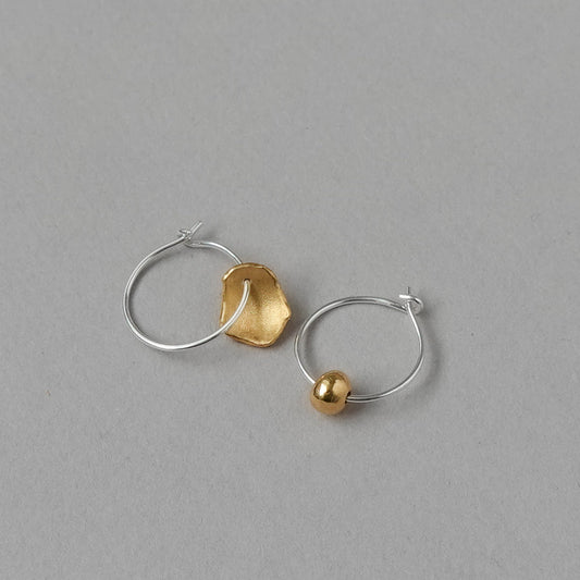 Mis-matched Pair of Seed & Pod Fragment Hoop Earrings
