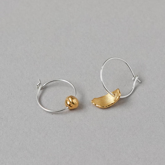 Mis-matched Pair of Seed & Pod Fragment Hoop Earrings