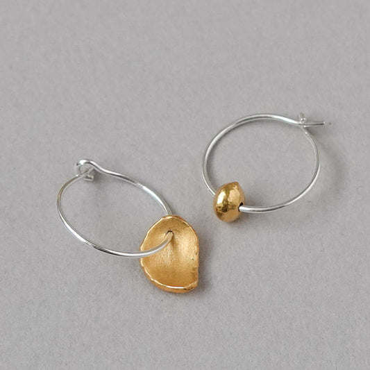 Mis-matched Pair of Seed & Pod Fragment Hoop Earrings