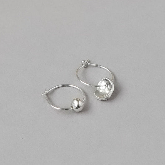 Mis-matched Pair of Seed & Pod Fragment Hoop Earrings