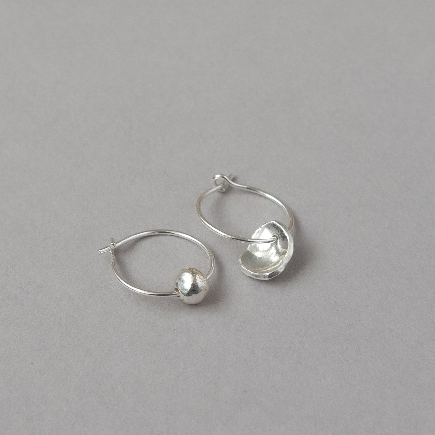 Mis-matched Pair Seed & Pod fragment Hoop Earrings