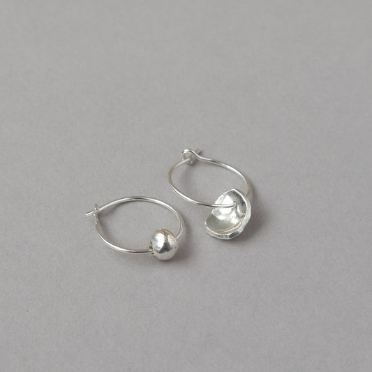 Mis-matched Pair Seed & Pod fragment Hoop Earrings
