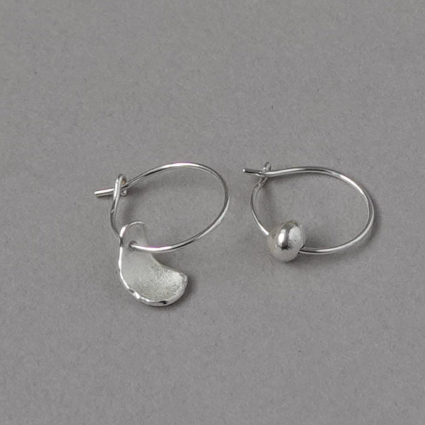 Mis-matched Pair of Seed & Pod Fragment Hoop Earrings