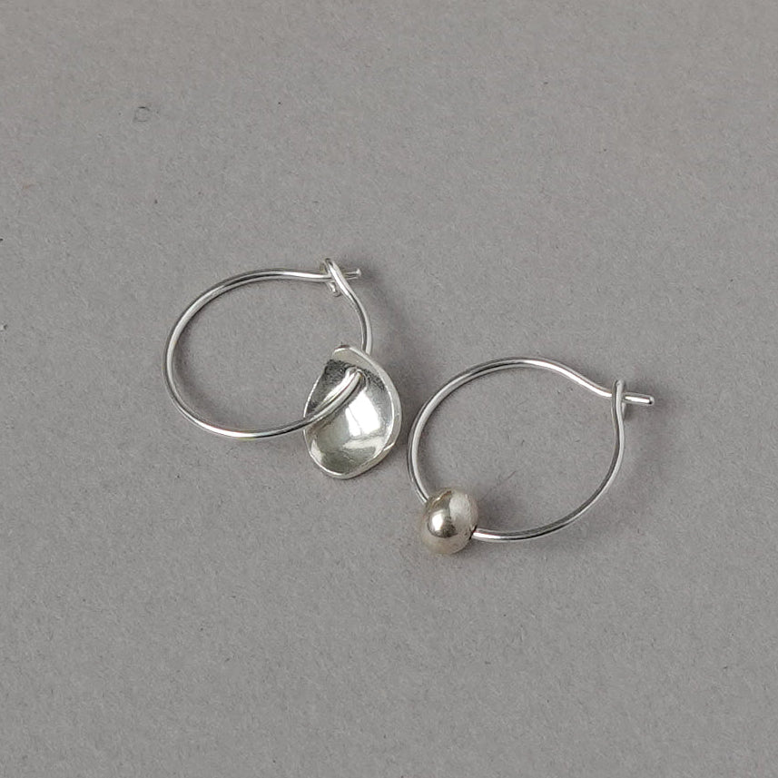 Mis-matched Pair Seed & Pod fragment Hoop Earrings