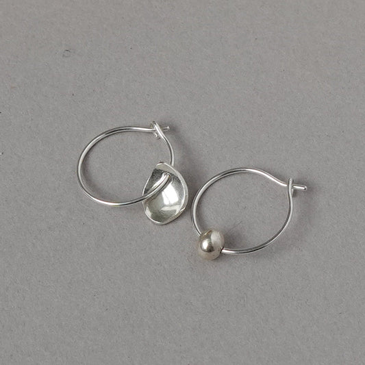 Mis-matched Pair Seed & Pod fragment Hoop Earrings
