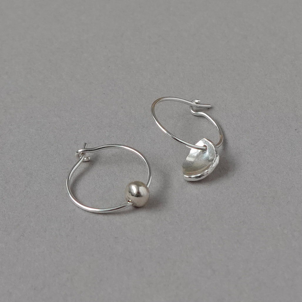 Mis-matched Pair Seed & Pod fragment Hoop Earrings