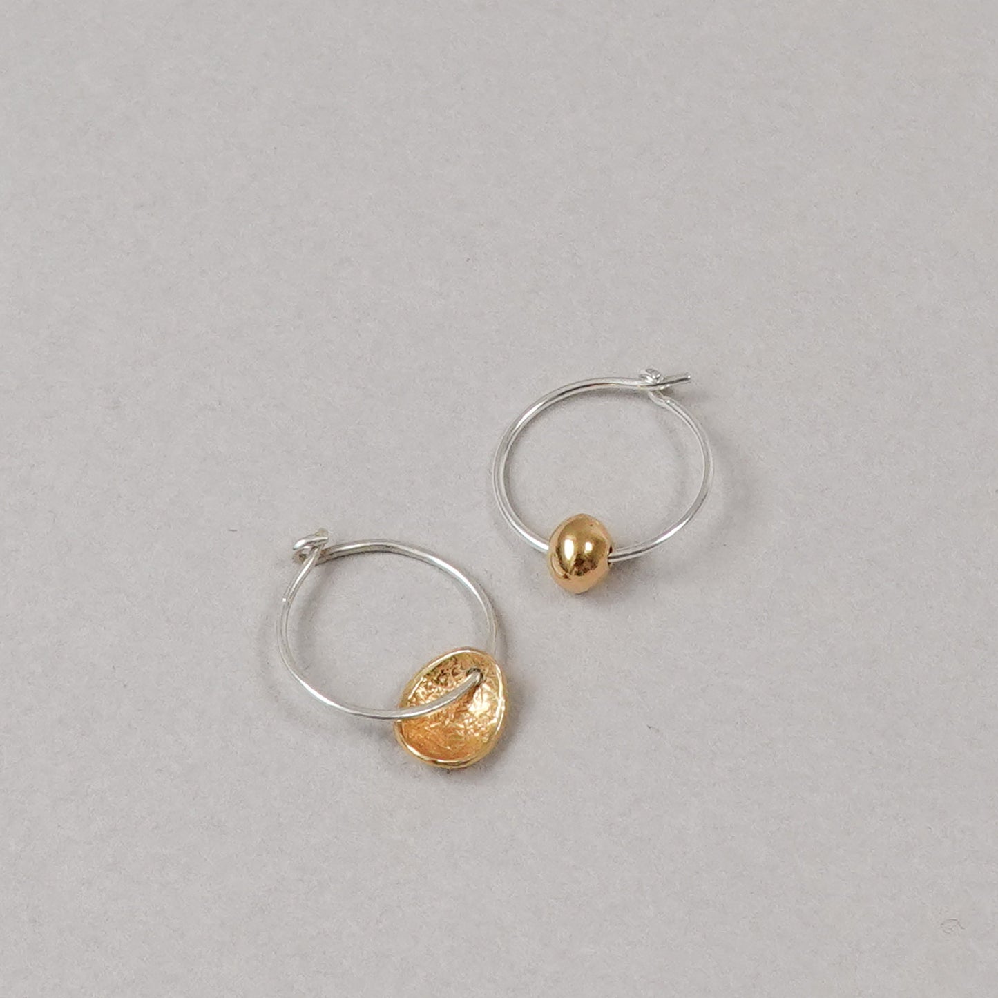 Mis-matched Pair of Seed & Pod  Hoop Earrings
