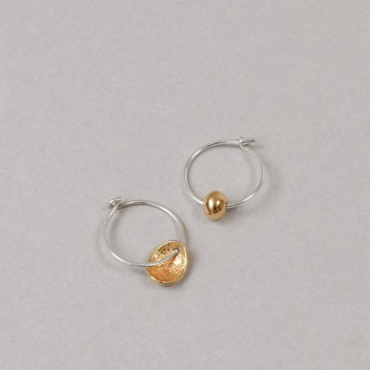 Mis-matched Pair of Seed & Pod  Hoop Earrings