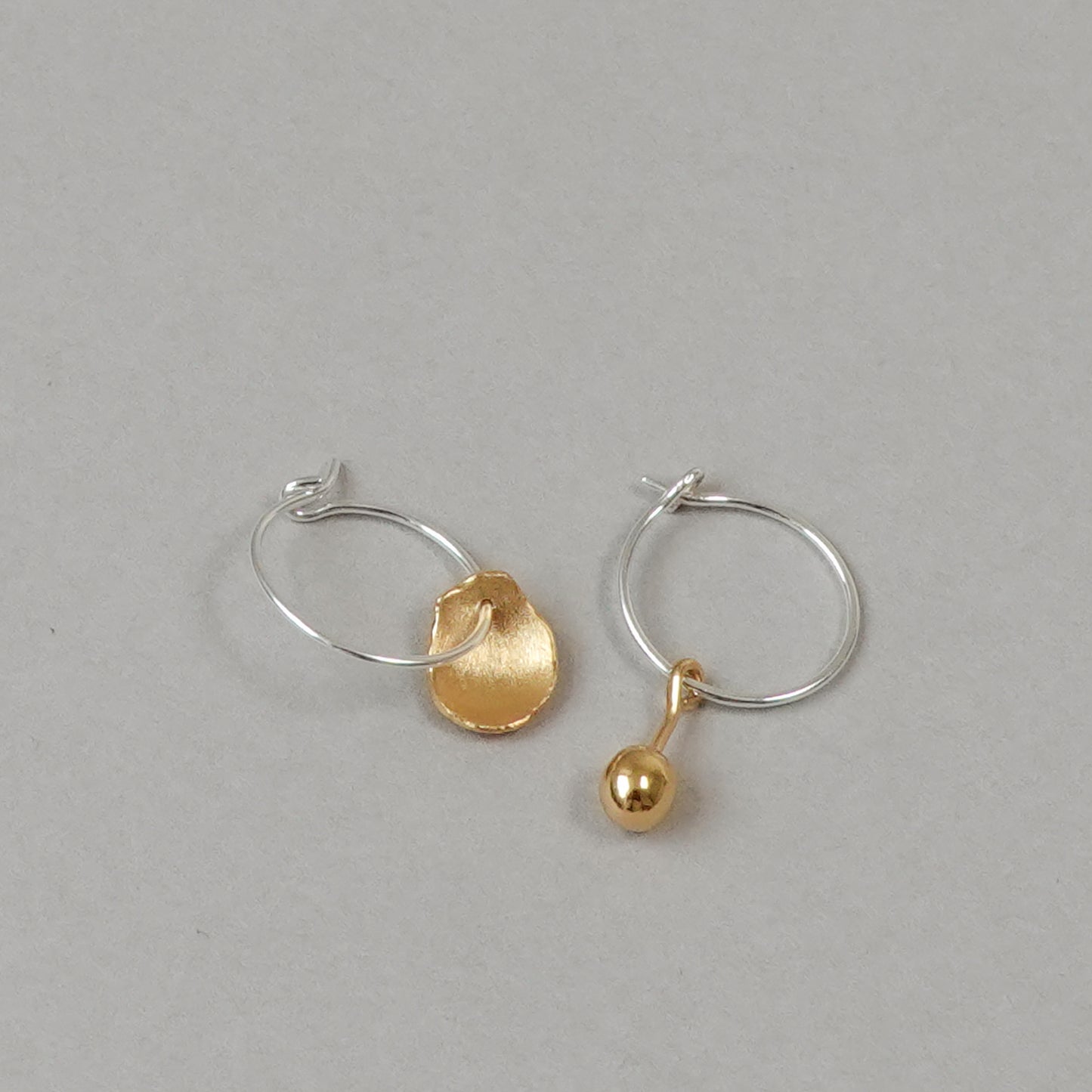 Mis-matched Pair of Seed & Pod Fragment Hoop Earrings