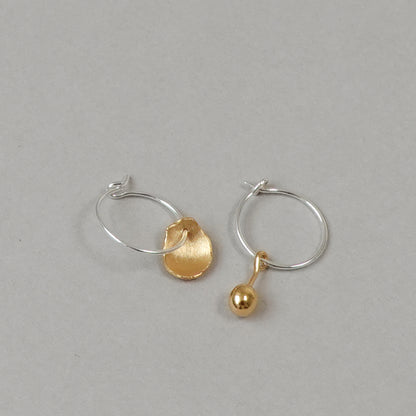 Mis-matched Pair of Seed & Pod Fragment Hoop Earrings