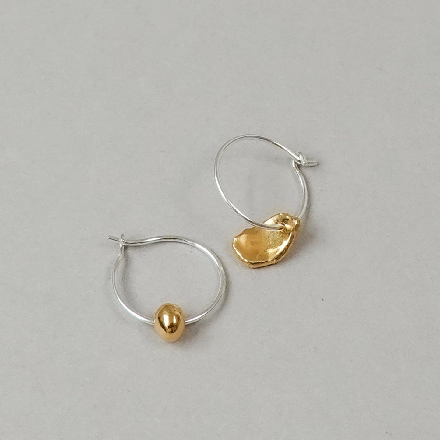 Mis-matched Pair of Seed & Pod Fragment Hoop Earrings