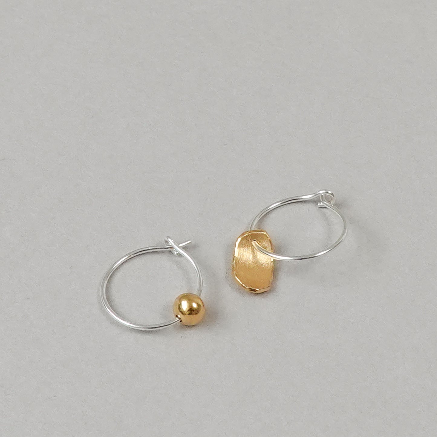 Mis-matched Pair of Seed & Pod Fragment Hoop Earrings