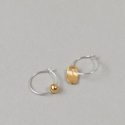 Mis-matched Pair of Seed & Pod Fragment Hoop Earrings