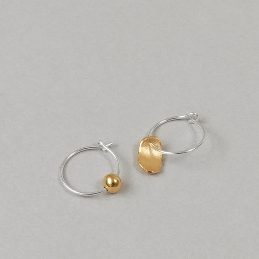 Mis-matched Pair of Seed & Pod Fragment Hoop Earrings