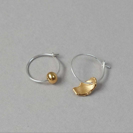 Mis-matched Pair of Seed & Pod Fragment Hoop Earrings