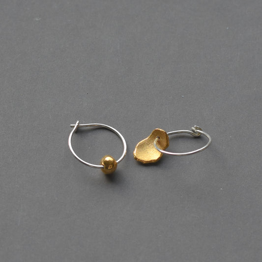 Mis-matched Pair Seed & Pod fragment Hoop Earrings