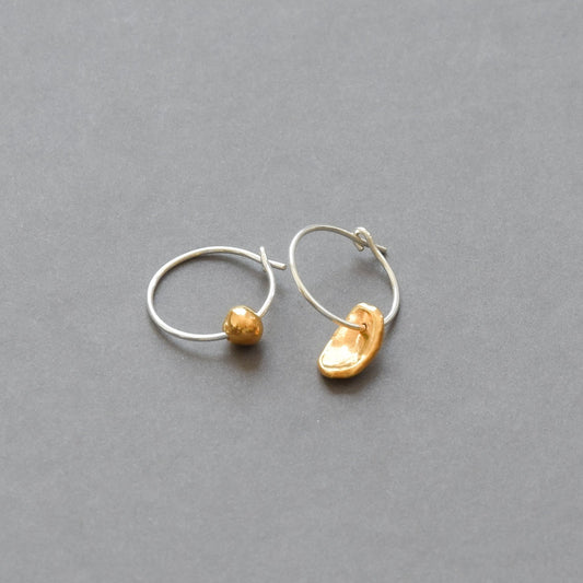 Mis-matched Pair Seed & Pod fragment Hoop Earrings