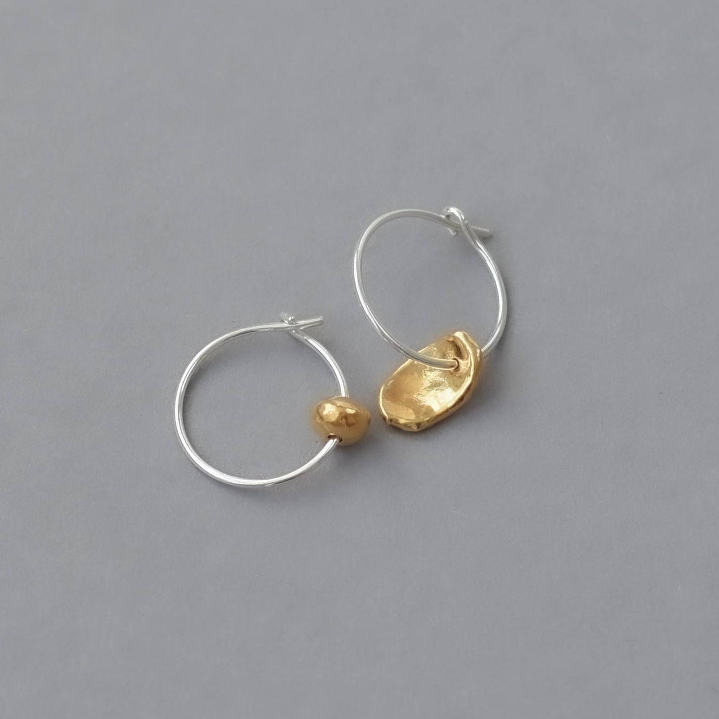 Mis-matched Pair of Seed & Pod Fragment Hoop Earrings