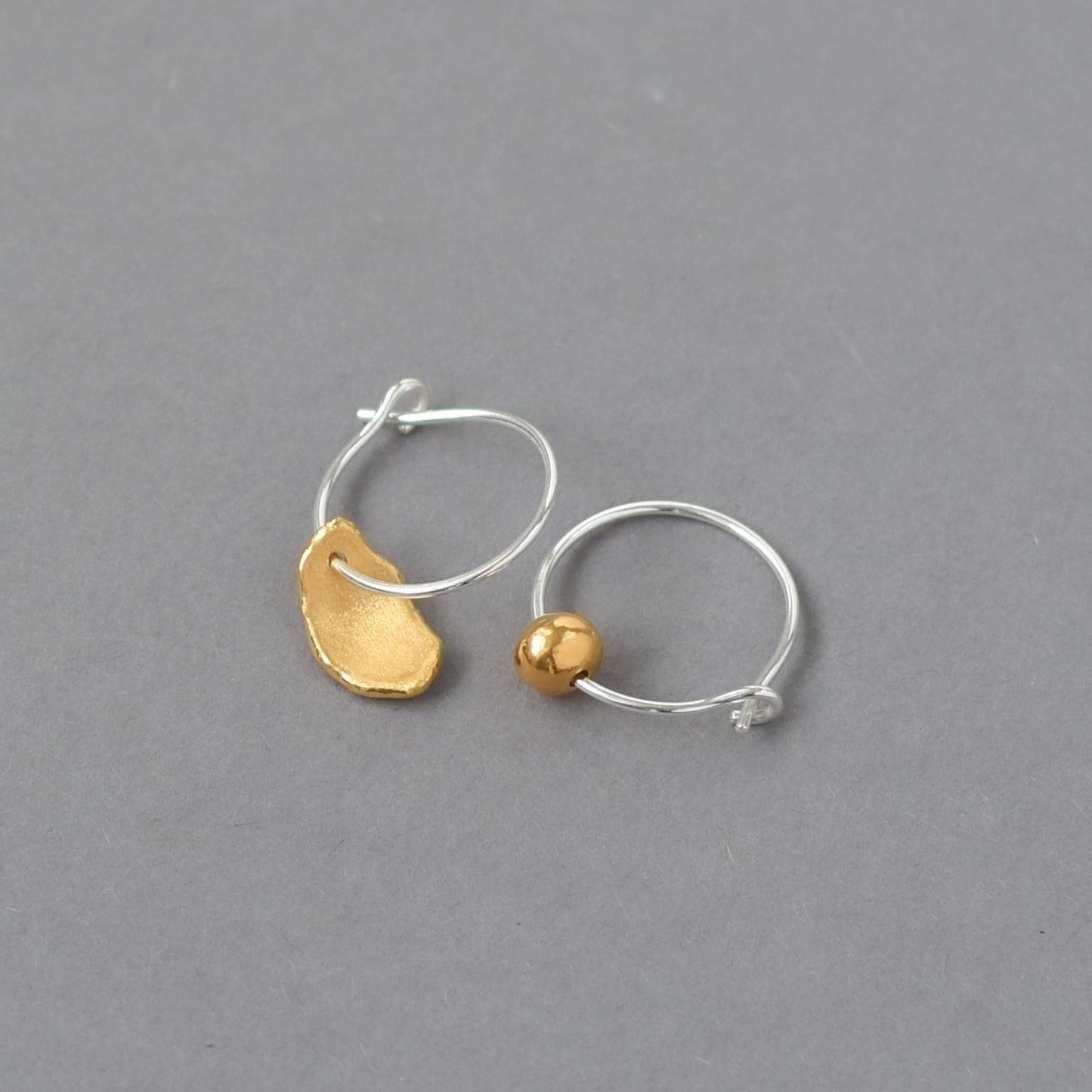 Mis-matched Pair of Seed & Pod Fragment Hoop Earrings