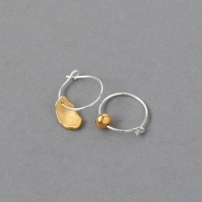 Mis-matched Pair of Seed & Pod Fragment Hoop Earrings