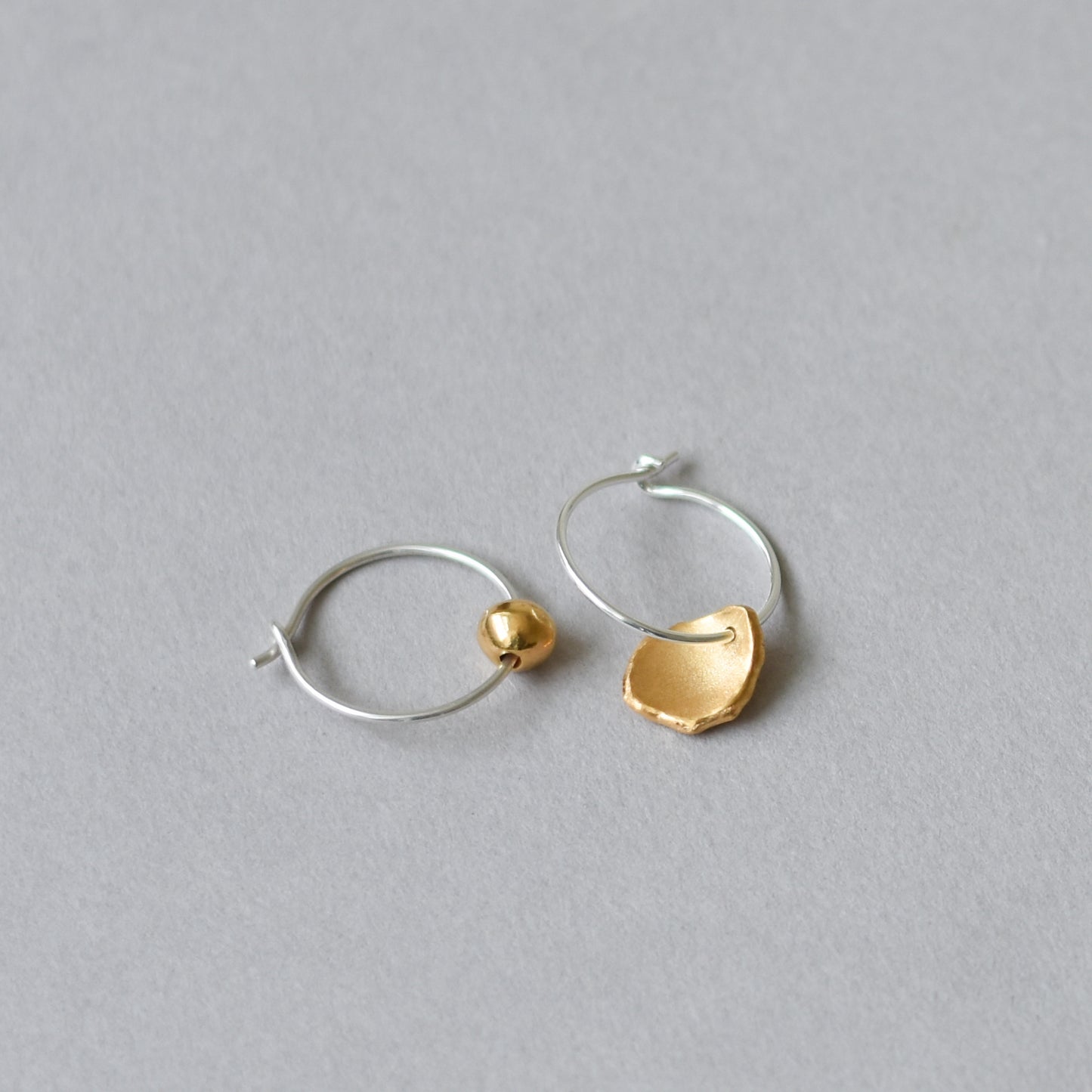 Mis-matched Pair of Seed & Pod Fragment Hoop Earrings