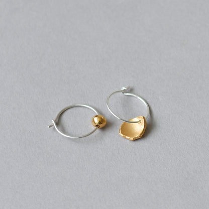 Mis-matched Pair of Seed & Pod Fragment Hoop Earrings