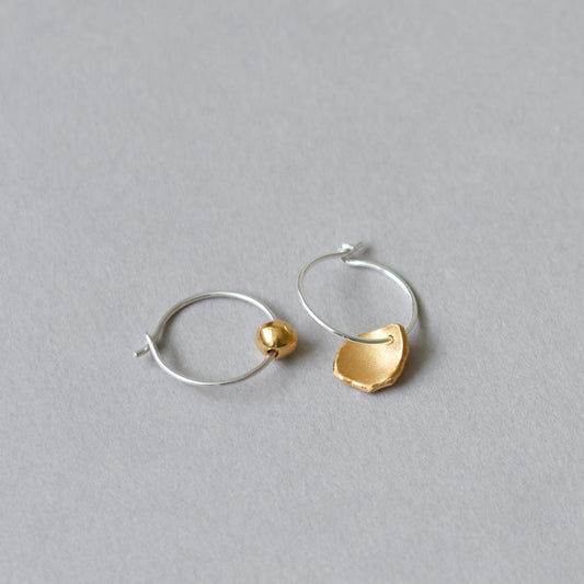 Mis-matched Pair of Seed & Pod Fragment Hoop Earrings