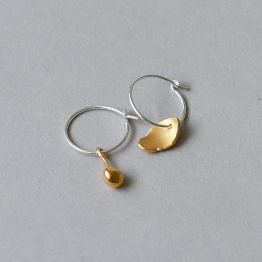 Mis-matched Pair of Seed & Pod Fragment Hoop Earrings