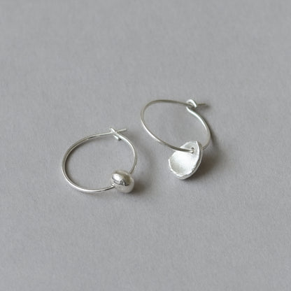 Mis-matched Pair of Seed & Pod Fragment Hoop Earrings