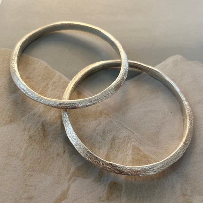 Sculpted Botanical Silver Bangle