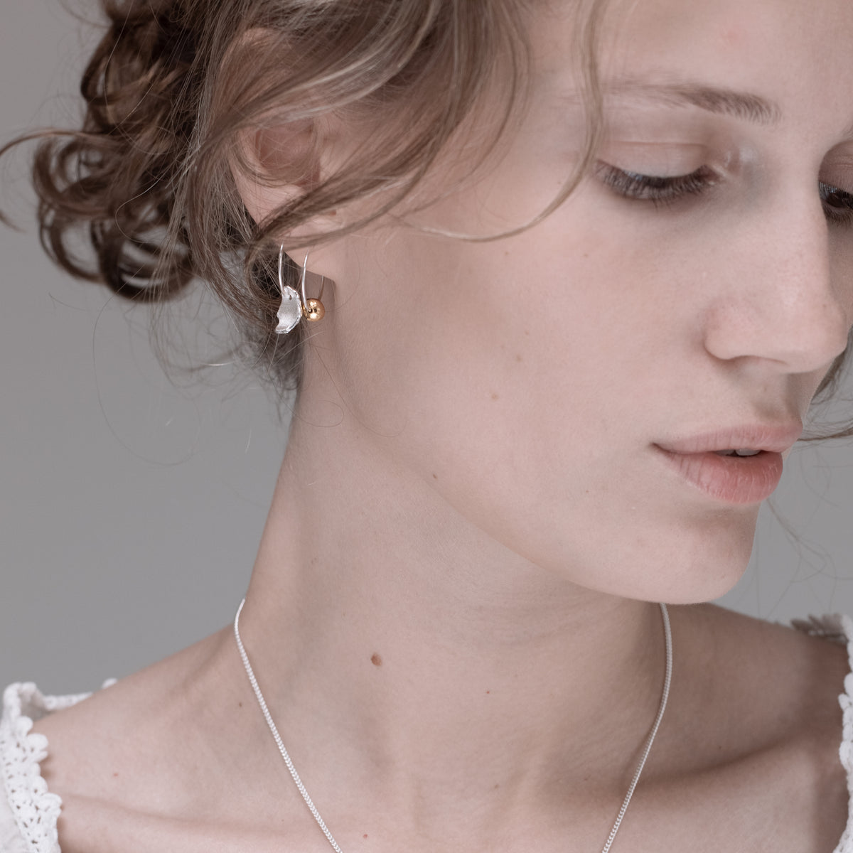 Pair Seed Charm Hoops Earrings