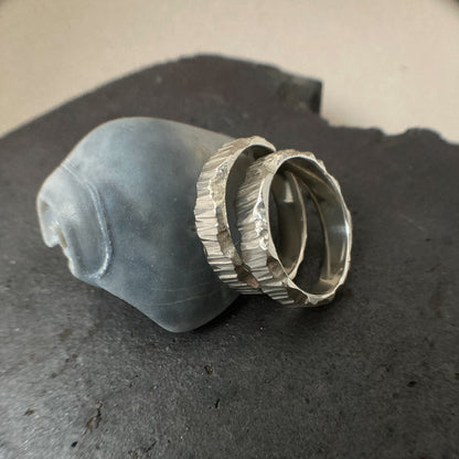 Two Chunky Textured Stacking Rings