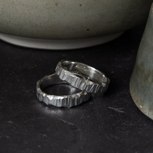 Two Chunky Textured Stacking Rings