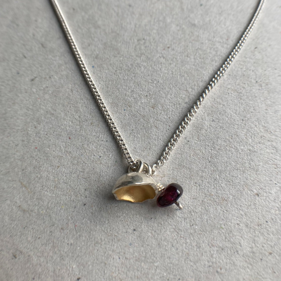 Seed Shell Gemstone Pendant Gold Lined