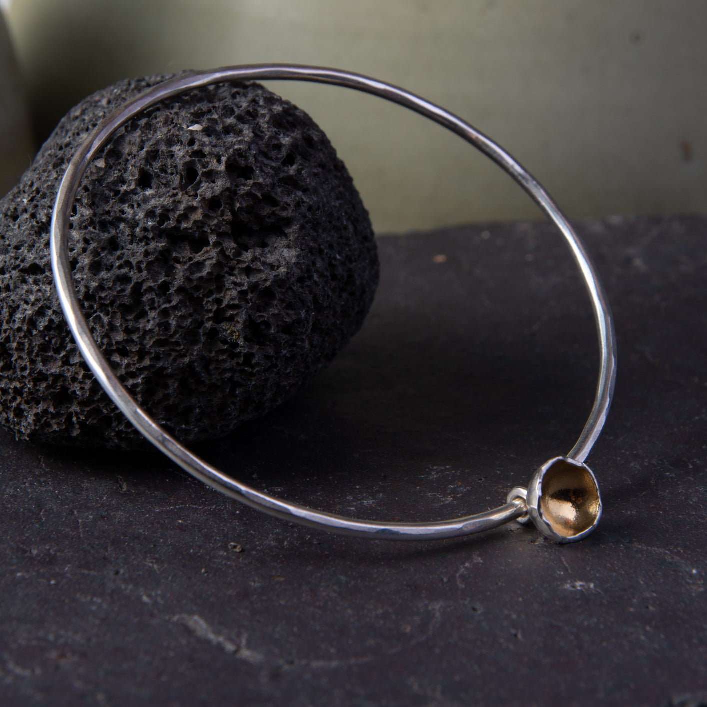 Seed Shell Charm Bangle Gold Lined