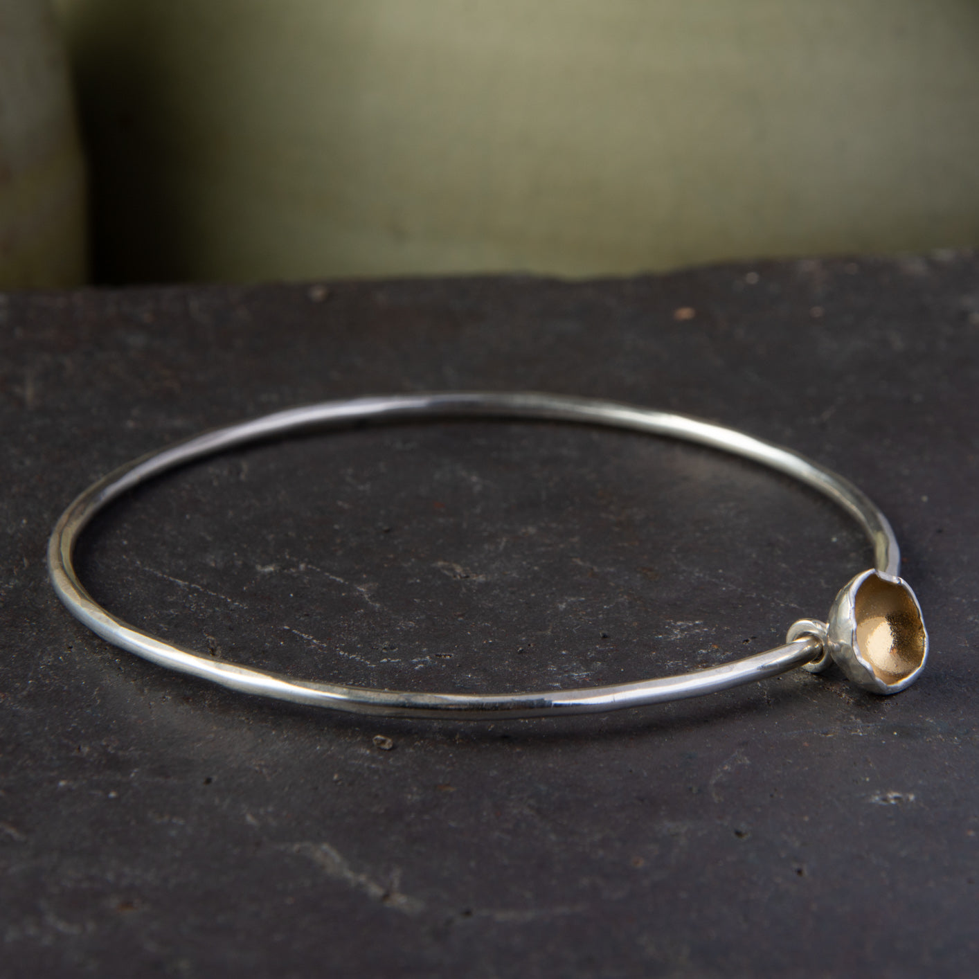 Seed Shell Charm Bangle Gold Lined