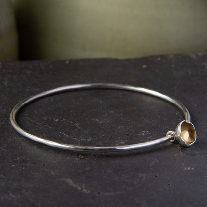 Seed Shell Charm Bangle Gold Lined